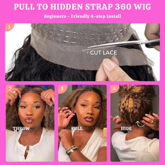 VNLQJXX Honey Blonde 360 wig ombre detail on color transition