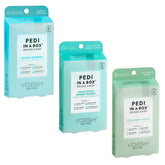 VOESH Pedi in a Box Ocean Refresh packaging highlights a refreshing foot care ritual in a compact box.