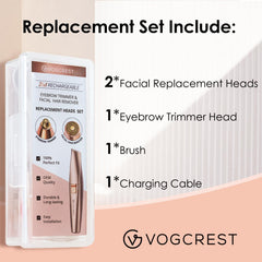 VG VOGCREST titanium-plated head close-up showing skin-friendly trimming capability.