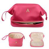Vogewood makeup bag two-layer design shows organized cosmetics on the go, a great travel companion.