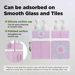 VOGOGE storage box with suction cup on smooth wall keeps bottles within reach.