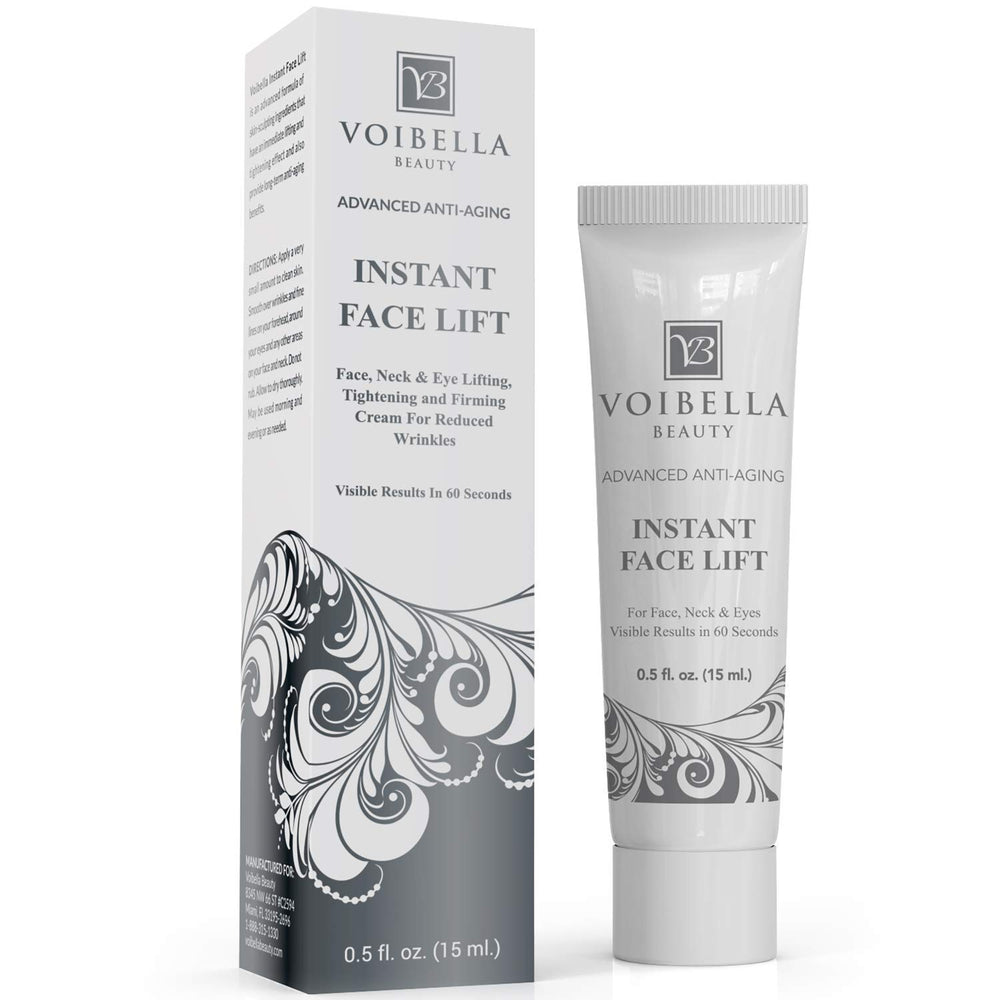 VOIBELLA BEAUTY Instant Face Lift Cream bottle showing quick lift potential
