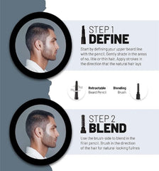 VOID Homme beard pencil filler black waterproof-finish highlights smudge-proof performance in rain or workouts.