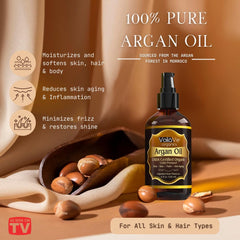 VoilaVe Argan oil pour demonstrates fast absorbing hydration for skin and hair