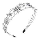 Vokone Snowflake Headband Silver Multi-Layer Front view adds festive sparkle for party styling.