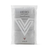 VOLO Hero Luna Gray Face Towel pack closeup highlighting premium absorbency for quick dry.