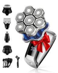Voph head shaver magnetic-head close-up showing tool-free blade swap capability