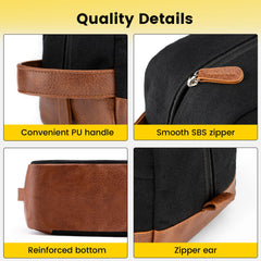 Vorspack Travel Toiletry Bag hanging use demonstrates easy storage in hotel bathrooms.