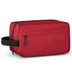 Vorspack maroon travel toiletry bag outside view with hanging design for easy access