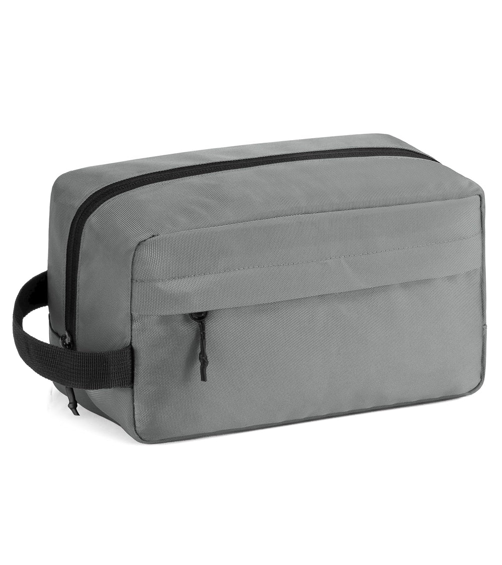 Vorspack travel toiletry bag for men grey front view ideal for organizing toiletries on trips.