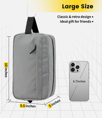 Vorspack travel toiletry bag for men grey hanging strap enables easy access on the go.