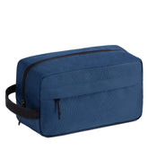 Vorspack travel toiletry bag for men navy-closed view shows organized compartments for easy packing.