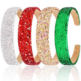 Vovii glitter headband close-up showcasing sparkly sequins for festive outfits.