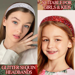 Vovii glitter headband material detail highlighting soft lining and breathable fabric.