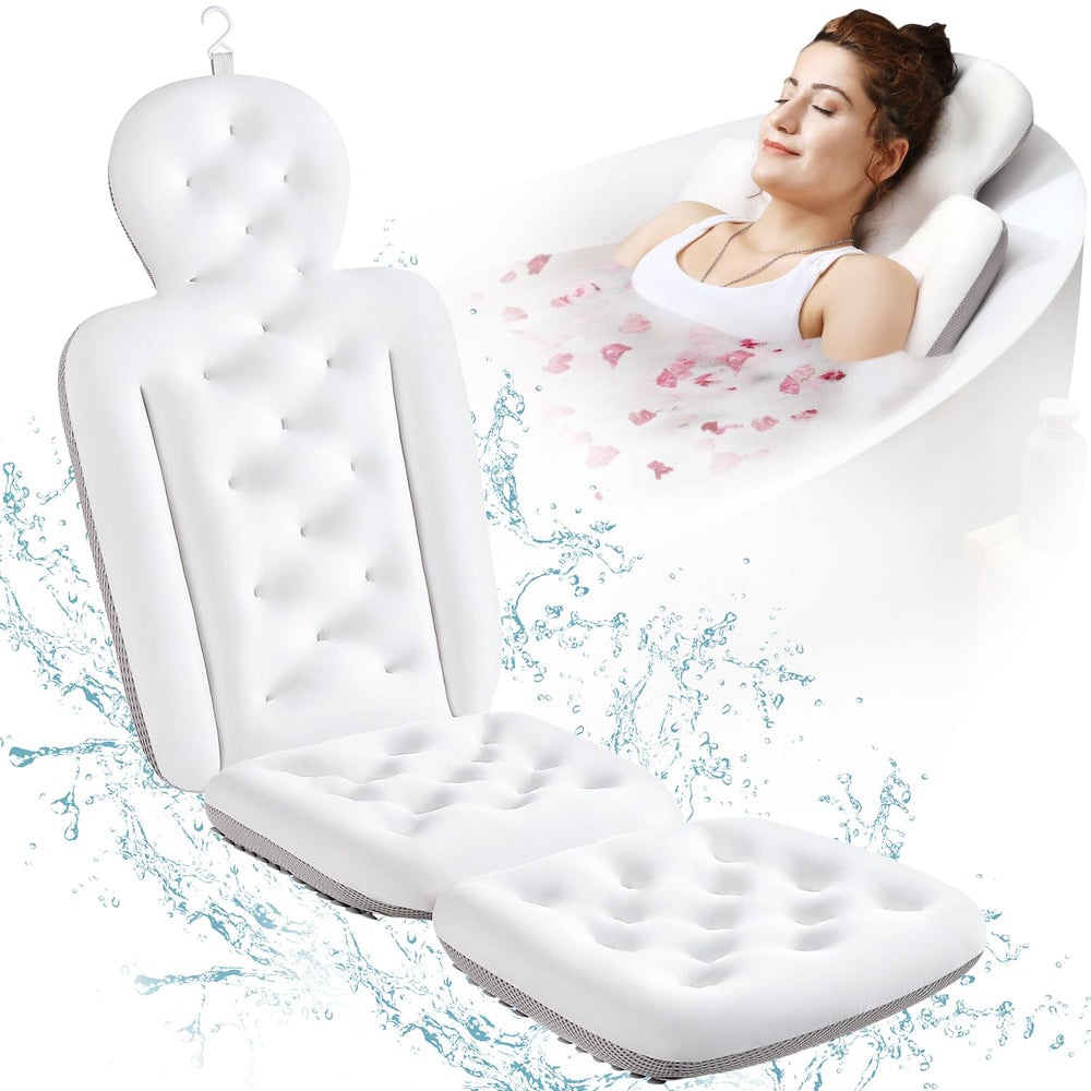 VOXOR full body bath pillow front view offering full neck and shoulder support for relaxing bath