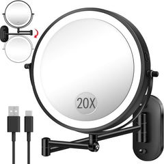 VPU 9-inch wall-mounted mirror front view enables precise makeup application.