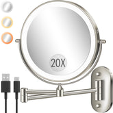 VPU wall-mounted makeup mirror with LED 8-inch for bright, even makeup lighting