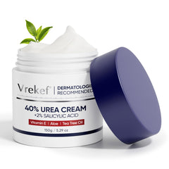 VREKEF Urea Cream bottle pour shows quick, non-greasy hydration.