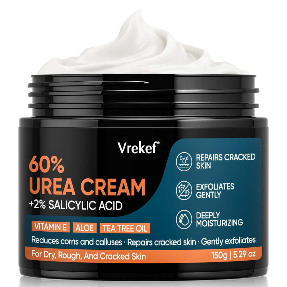 VREKEF Urea Cream 60% packaging highlighting foot care strength.