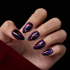 VSALON Short Almond winter nails offer opaque gel chrome finish with bold seasonal style