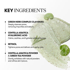 VT COSMETICS CICA Mask Cleanser green clay absorbing excess oil.