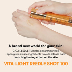 VT COSMETICS Vita-Light Reedle Shot gel-serum texture close-up emphasizing hydration.