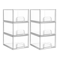 Vtopmart six-pack clear storage drawers stacked for compact vanity organization.