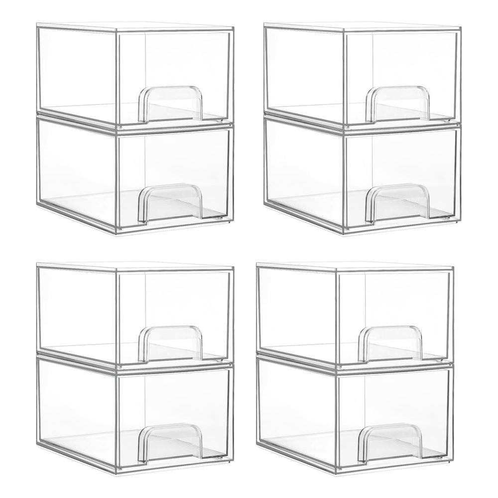Vtopmart 8-pack clear stackable drawers front view for vanity organization