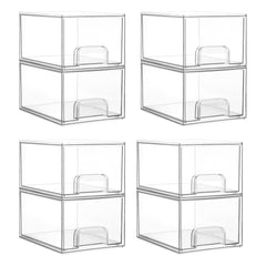 Vtopmart 8-pack clear stackable drawers front view for vanity organization