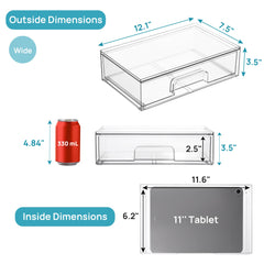 Vtopmart clear stackable drawers close-up highlights sturdy acrylic and smooth edges.