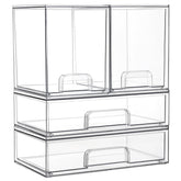 Vtopmart clear stackable storage drawers front view for neat vanity organization