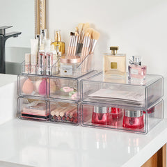 Vtopmart makeup organizer drawer closeup highlighting smooth slide rails