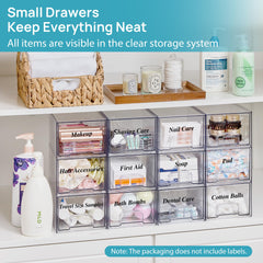 Vtopmart stackable drawer system saving vertical space in cabinets.