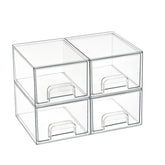 Vtopmart clear stackable drawers four-pack outer box enables compact storage.