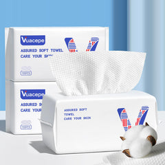 vuacepe face towels package closeup highlighting convenient disposable towels for skincare routines