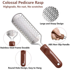 Vusoset close-up of stainless-steel wavy rasp surface for efficient exfoliation