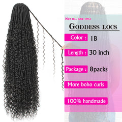 VustBeauty Goddess Locs 30inch back view with curled ends for glamorous festival style