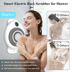 VWMYQ wall-mounted back scrubber installed in shower for easy reach.