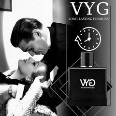 VYG pheromone cologne bottle closeup showing premium finish and design.