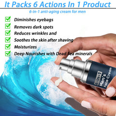 WAESKI 6-in-1 Face Cream for Men texture application—smooths into skin.