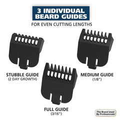 Wahl beard trimmer guide combs for 1/16 inch, 1/8 inch, 3/16 inch lengths.