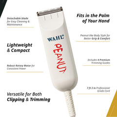 Wahl Professional Classic Peanut Trimmer rotary motor under the hood powers smooth clipping.