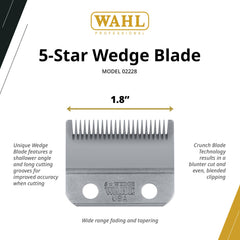 Wahl Professional Wedge Blade stainless steel surface indicating durability and reliability.