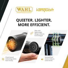 Wahl Vanquish dryer LED screen displays heat and speed for precise control