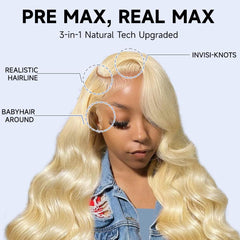 Waimro HD lace-front wig with transparent lace blends seamlessly with the scalp