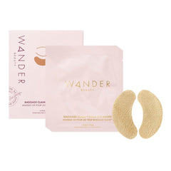 Wander Beauty Baggage Claim gold foil under-eye patches pack for hydration.