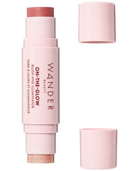 Wander Beauty On-the-Glow blush-illuminator swatch for natural cheek color with luminous glow.