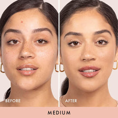 Wander Beauty Wanderlust Powder Foundation Medium brush application shows buildable coverage.