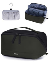 WANDF Toiletry Bag with detachable hanging pouch for fast access while traveling.
