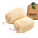 Waritex loofah face close-up showing gentle exfoliation for radiant skin